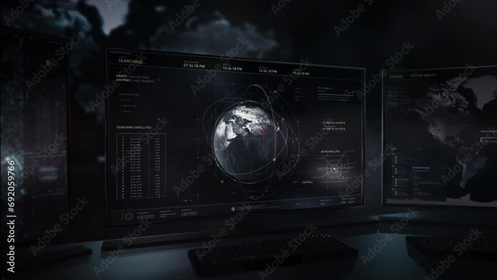 Computerize Mapping Program Innovative Digital Software Analyzing Global Earth Map Model. Digital ...