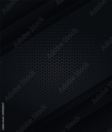 black banner background with metal texture, black halftone particles, dots texture on modern metal banner photo