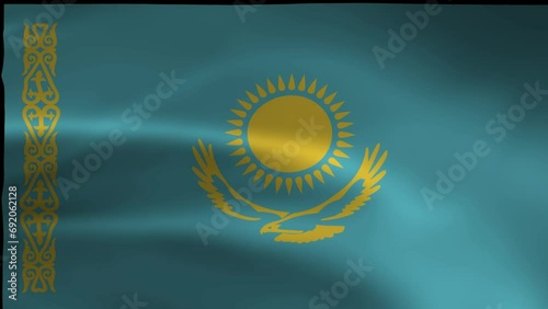 Waving flag loop. National flag of Kazakhstan. Realistic animation