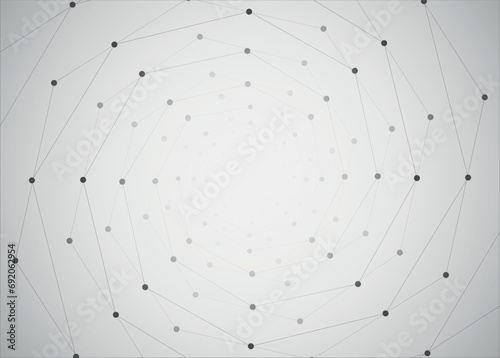 geometric technology connectivity background, black and white spiral network connection background, artificial intelligence, big data