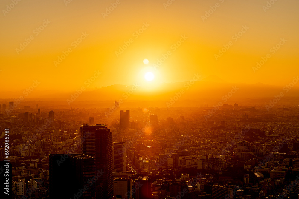 view of tokyo city at sunset