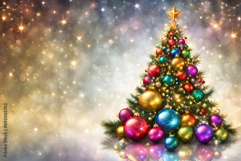 Christmas tree wallpaper with bokeh lights background Christmas tree wallpaper with bokeh lights background