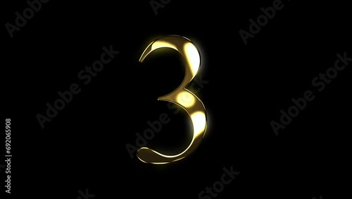 3 gold number animated gold number looping number text 3d 4k photo