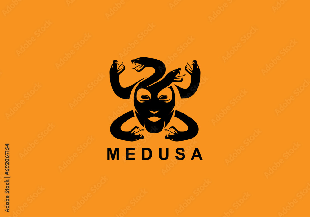 Φωτογραφία medusa logo, medusa skull, skull logo, snake women, snake woman logo, snakes