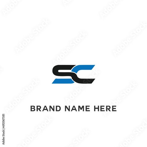 SC logo. S C design. White SC letter. SC, S C letter logo design. Initial letter SC linked circle uppercase monogram logo.