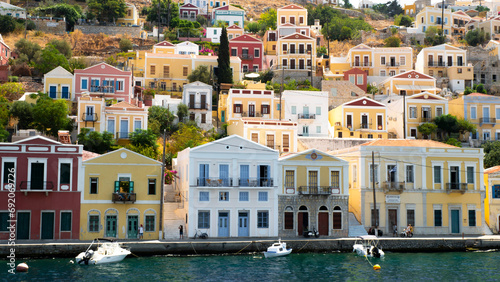 Panorama of colourful small houses on the coast 