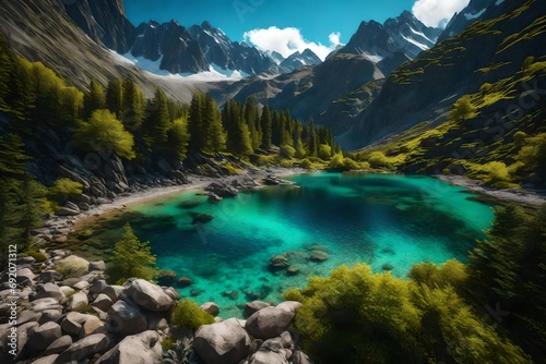 lake and mountains