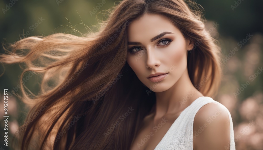 Naklejka premium beauty and relax with woman with long hair, luxury isolated on a white background