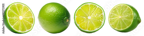 Set of limes isolated on transparent background - design element PNG cutout collection photo