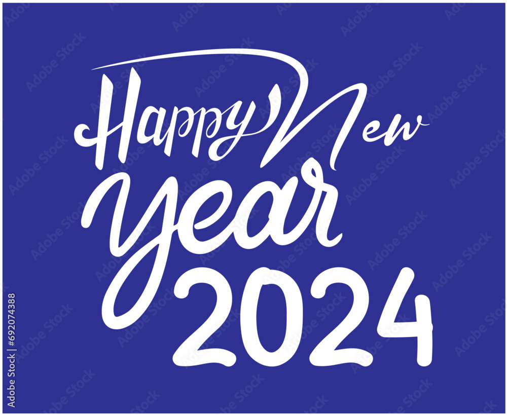 Happy New Year 2024 Abstract White Graphic Design Holiday Vector Logo Symbol Illustration With Purple Background