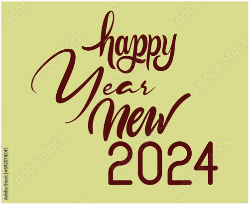 Happy New Year 2024 Abstract Maroon Graphic Design Holiday Vector Logo Symbol Illustration With Brown Background