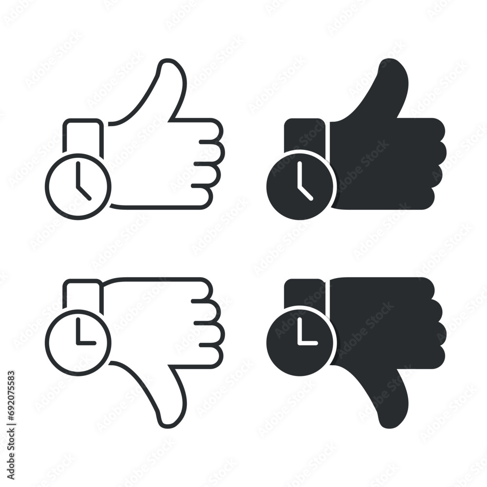 Like and dislike with time icon. Illustration vector - obrazy, fototapety, plakaty 