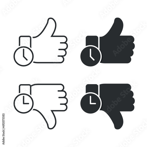 Like and dislike with time icon. Illustration vector