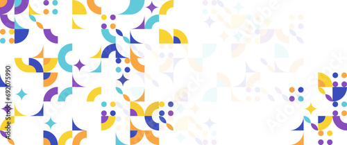 Fototapeta Naklejka Na Ścianę i Meble -  Colorful colourful geometric mosaic seamless pattern illustration with creative abstract shapes. Vector flat mosaic horizontal banners template