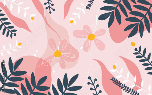 Abstract background poster floral. Good for fashion fabrics, postcards, email header, wallpaper, banner, events, covers, advertising, and more. Valentine's day, women's day, mother's day background.