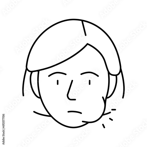 swelling face disease symptom line icon vector. swelling face disease symptom sign. isolated contour symbol black illustration