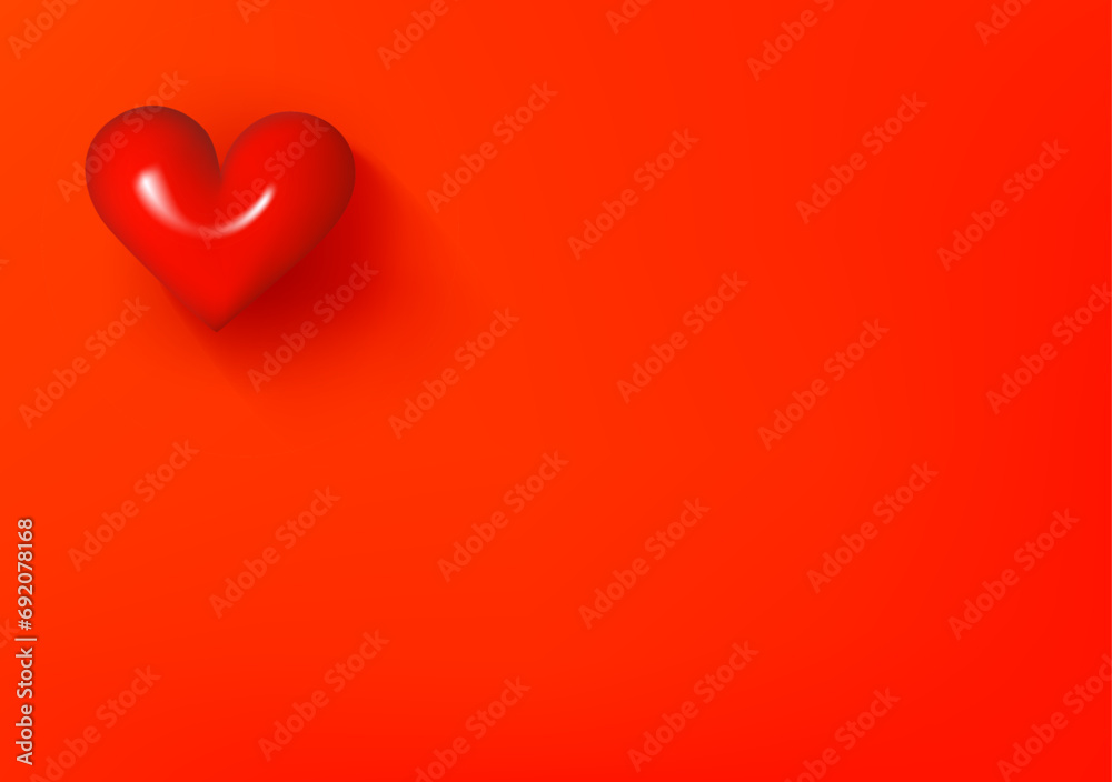 Vector wallpaper with heart icon. 3d vector background with copy space