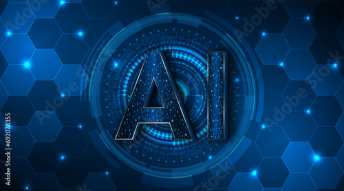 AI or artificial intelligence symbol. futuristic advanced artificial intelligence technology circuit board concept	