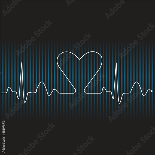 The heartbeat Ecg shape rises up and down and gains in the middle Vector