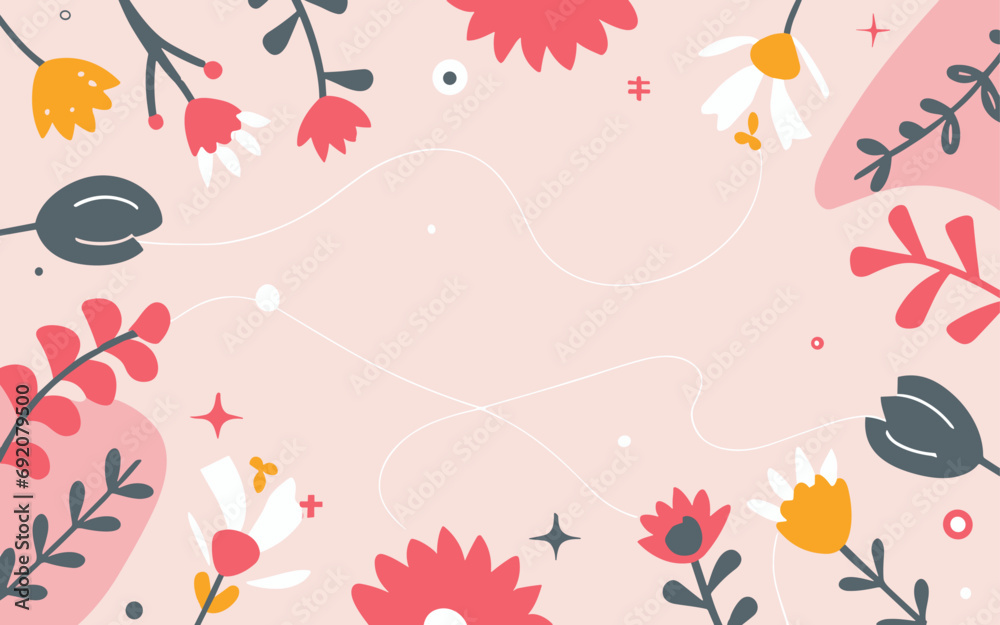 Abstract background poster floral. Good for fashion fabrics, postcards, email header, wallpaper, banner, events, covers, advertising, and more. Valentine's day, women's day, mother's day background.