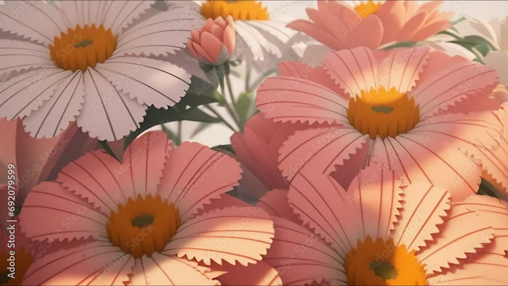 Orange-pink floral pattern. The fashionable color of 2024 is Peach Fuzz