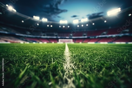 Grass field on the stadium photo