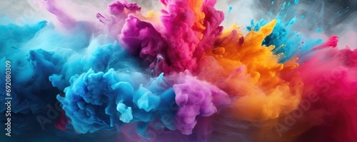 Color palette in style of explosion of colors, wallpaper color palette, banner panorama. Generative Ai.