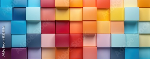 Color palette in style of different blocks, wallpaper colorful palette banner panorama. Generative Ai.
