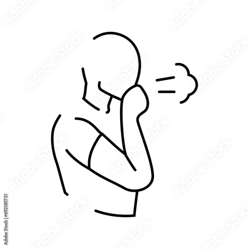difficulty breathing disease symptom line icon vector. difficulty breathing disease symptom sign. isolated contour symbol black illustration