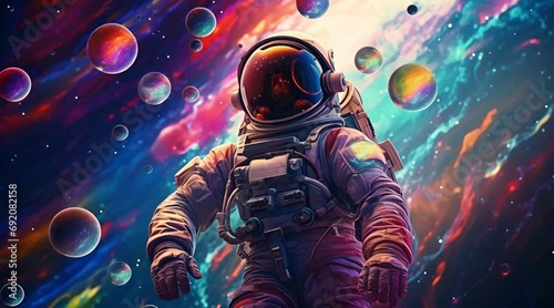 beautiful animation of an astronaut in space