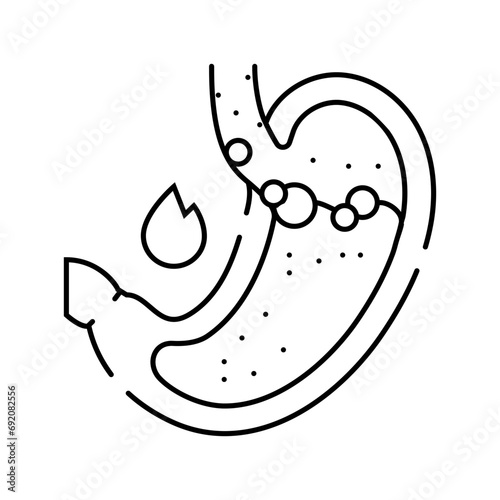 persistent heartburn disease symptom line icon vector. persistent heartburn disease symptom sign. isolated contour symbol black illustration