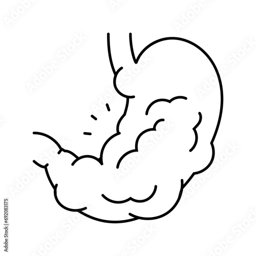 excessive gas bloating disease symptom line icon vector. excessive gas bloating disease symptom sign. isolated contour symbol black illustration