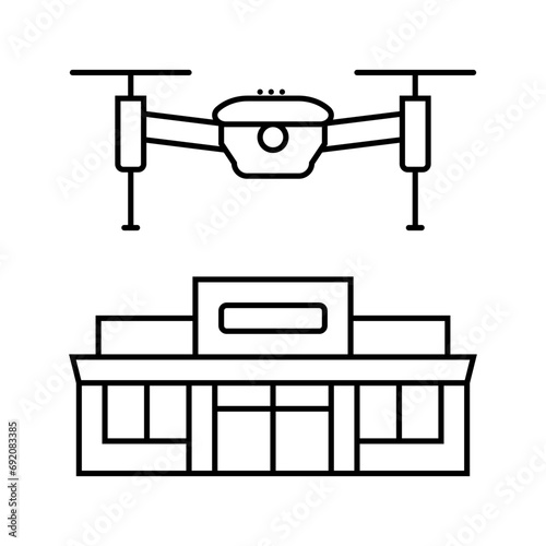 infrastructure survey drone line icon vector. infrastructure survey drone sign. isolated contour symbol black illustration
