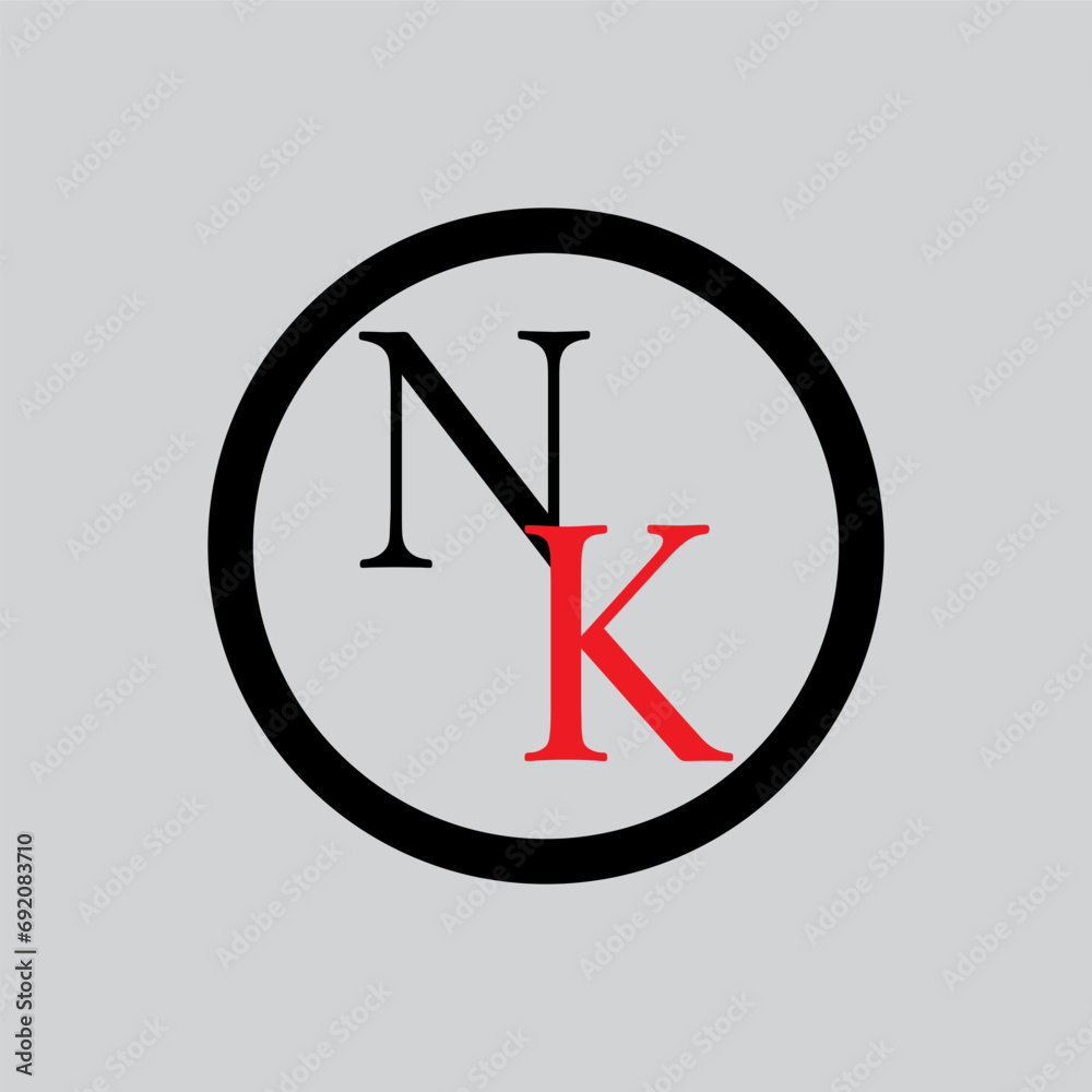 Vector abstract strong digital technology modern alphabet fonts NK LOGO