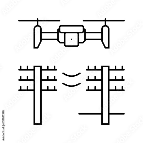 power line inspection drone line icon vector. power line inspection drone sign. isolated contour symbol black illustration