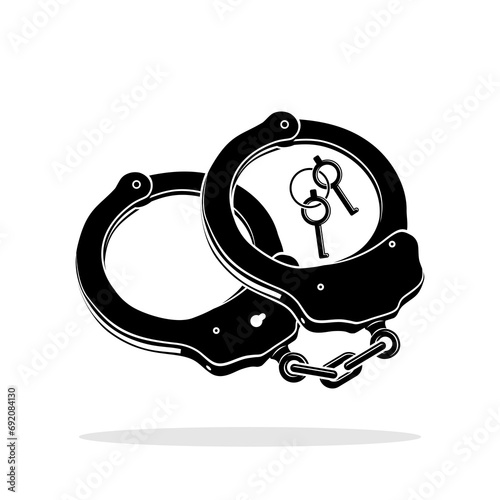 handcuffs and key vector, hand cuffs black and white