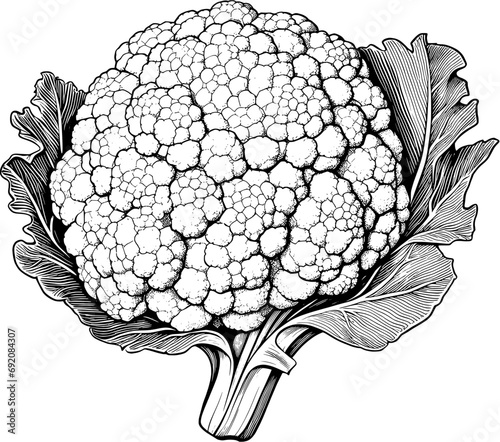 Vintage Vegetable Broccoli Cauliflower Sketch Icon in Hand-drawn Style