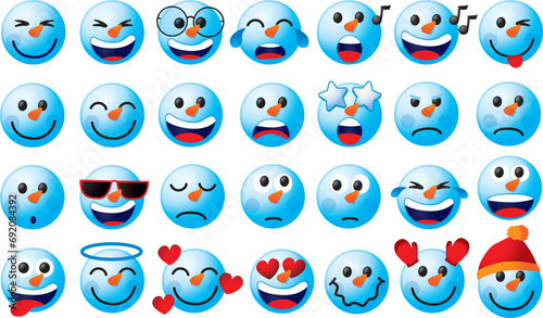 SNOWMAN EMOTICONS COLLECTION - VECTOR EMOJIS SET