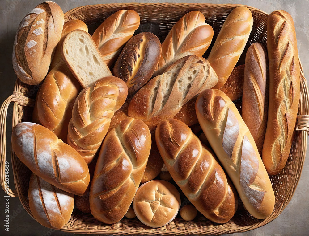 French bread of various shapes