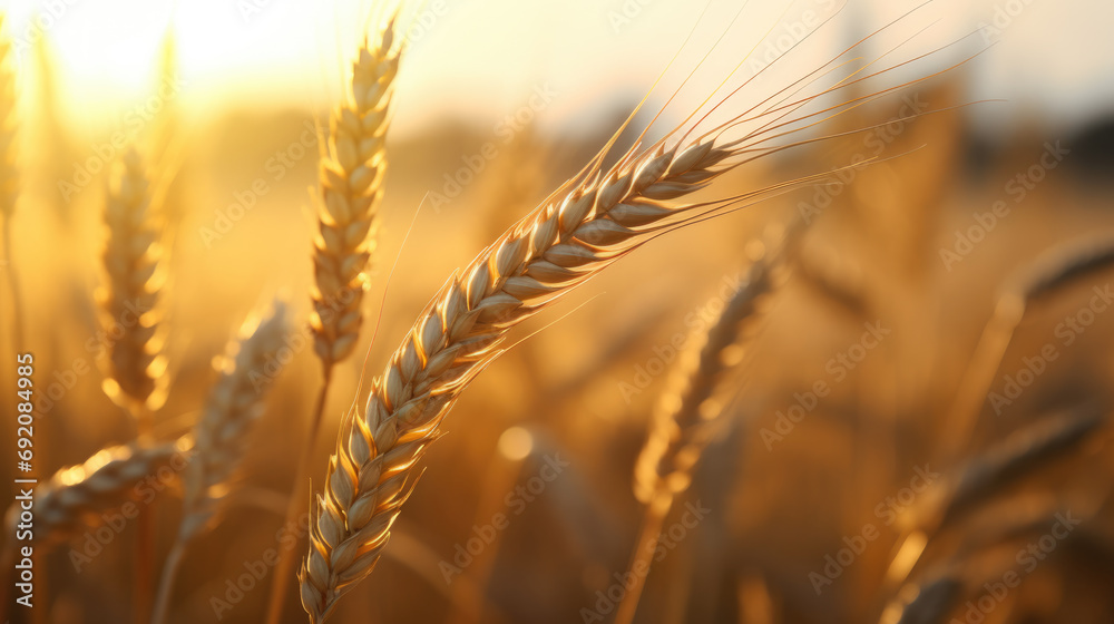 Close-up of wheat ears against the background of a wheat field