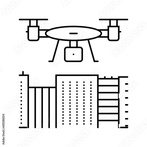 drone mapping line icon vector. drone mapping sign. isolated contour symbol black illustration