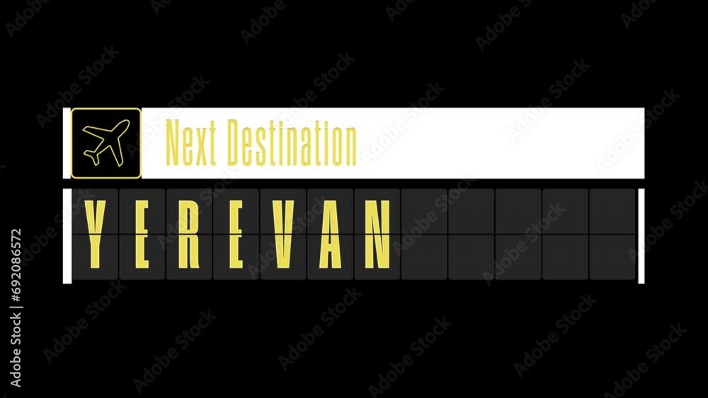 Pantalla de información de destinos internaciones: YEREVAN