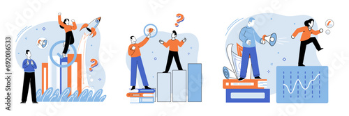 Business mentor. Vector illustration. The business mentor concept emphasizes value mentorship in successful careers Setting challenging targets and objectives is essential for driving business growth
