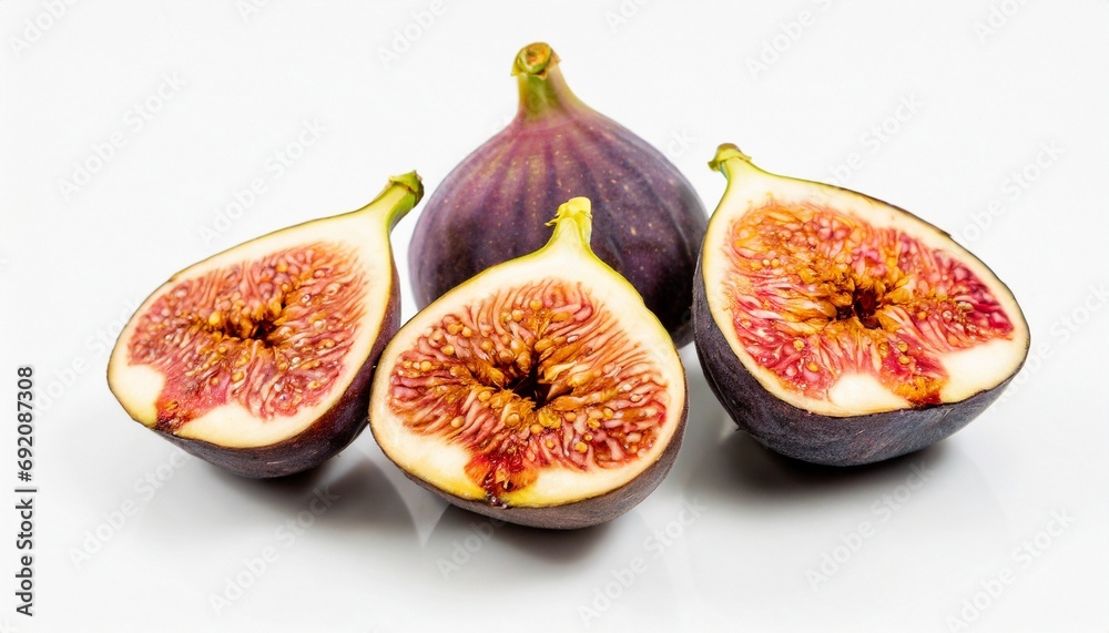 A fresh Figs fruits cut in half, isolated white background A fresh Figs fruits cut in half, isolated white background