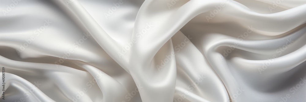 Obraz premium Elegant crumpled white silk fabric cloth background with luxurious texture for design concept.