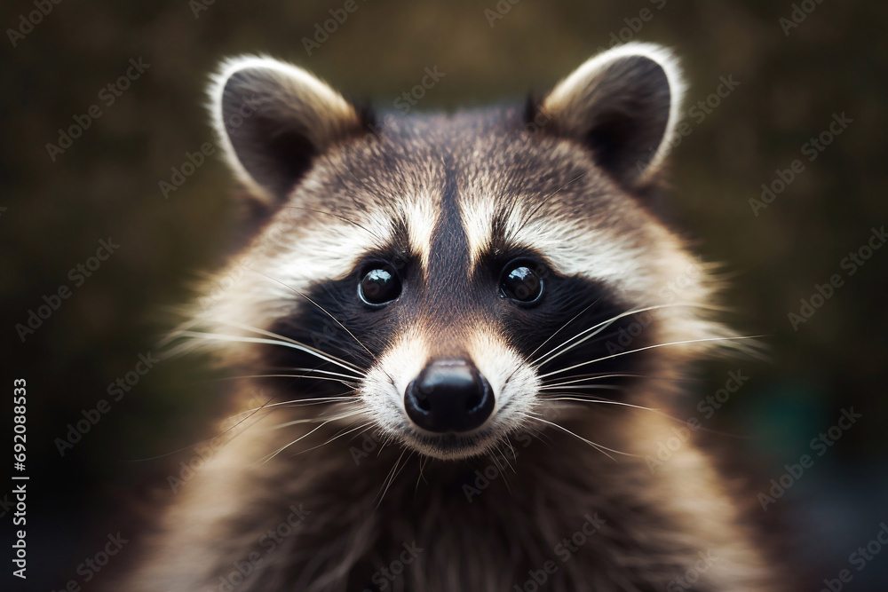 Portrait of a raccoon.Whiskered Observer: Refined Raccoon Portrait