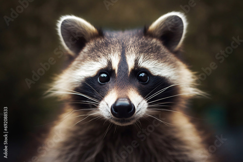 Portrait of a raccoon.Whiskered Observer: Refined Raccoon Portrait