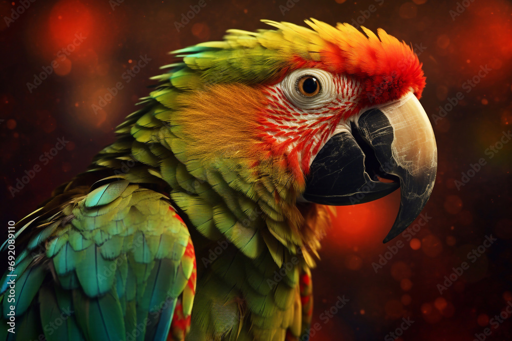 Portrait of a multi-colored parrot.