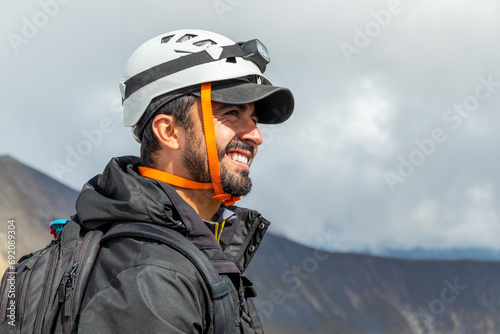 Smiling Mountaineer with Helmet at Nevado de Toluca photo