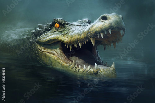 Primeval Guardian: Stealthy Crocodile Majesty. © Yuliia